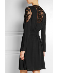 ALICE by Temperley Dawn Embroidered Tulle Paneled Crepe Dress