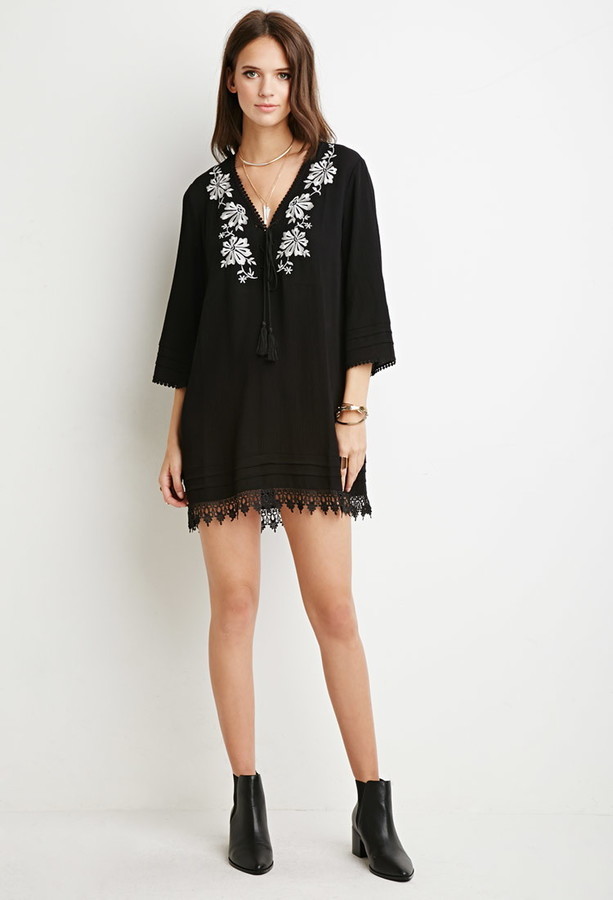 forever 21 black embroidered dress