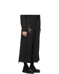 Yohji Yamamoto Black Wool Patches Trousers