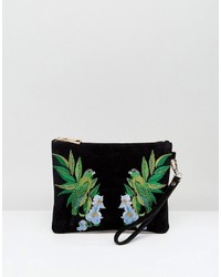 Oasis Embroidered Bird Clutch