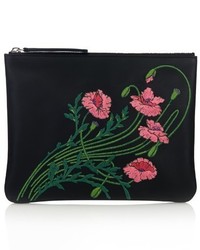 Christopher Kane Floral Embroidered Leather Clutch