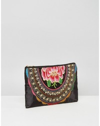 Reclaimed Vintage Flower Embroidered Clutch Bag