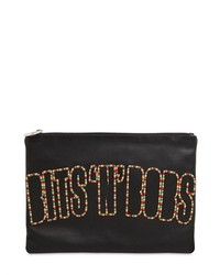 House of Holland Bits N Bobs Embroidered Leather Pouch