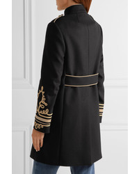 RED Valentino Redvalentino Embroidered Wool Blend Coat Black