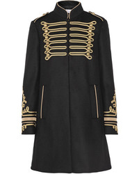 RED Valentino Redvalentino Embroidered Wool Blend Coat Black