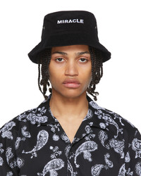 Black Embroidered Corduroy Bucket Hat