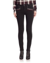 Black Embroidered Cotton Skinny Jeans