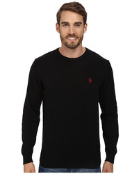 Black Embroidered Crew-neck Sweater
