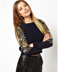 Asos Sweater With Embroidered Sleeves