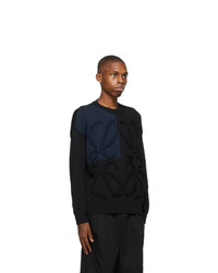 Loewe Black And Navy Embroidered Anagram Sweater