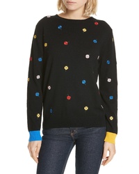Chinti & Parker Embroidered Clover Cashmere Wool Sweater