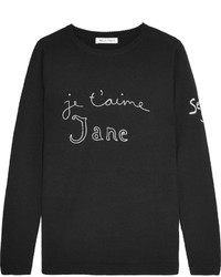 Bella Freud Je Taime Jane Embroidered Wool Sweater Black