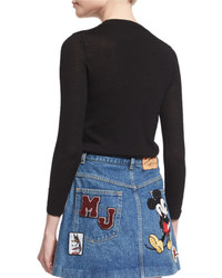 Marc Jacobs Long Sleeve Embroidered Patch Sweater Black