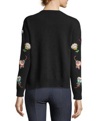 Valentino Pop Flower Embroidered Wool Cashmere Sweater