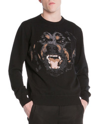 Givenchy Rottweiler Embroidered Pullover Sweater Black