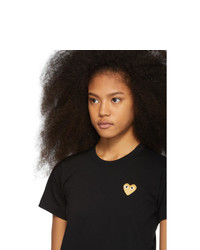 Comme Des Garcons Play Black And Gold Heart Patch T Shirt
