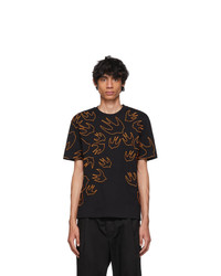 McQ Alexander McQueen Black And Orange Embroidered Swallow T Shirt