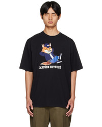 MAISON KITSUNÉ Black Dressed Fox T Shirt