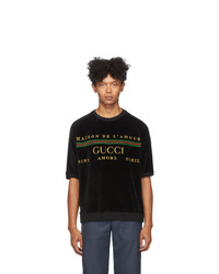 Gucci Black Embroidered Chenille T Shirt