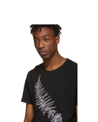 Alexander McQueen Black Embroidered Fern T Shirt