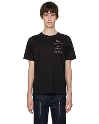 The World Is Your Oyster Black Embroidered T Shirt