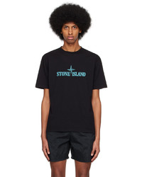 Stone Island Black Embroidered T Shirt
