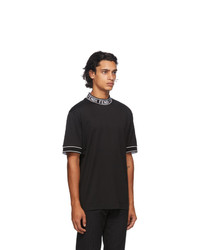 Fendi Black Logo Collar T Shirt