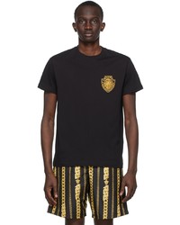 VERSACE JEANS COUTURE Black Sunflower Logo Patch T Shirt