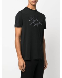 Karl Lagerfeld Embroidered Logo Cotton T Shirt
