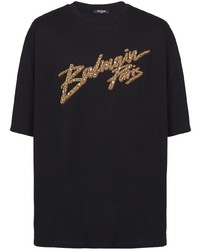 Balmain Embroidered Logo Cotton T Shirt