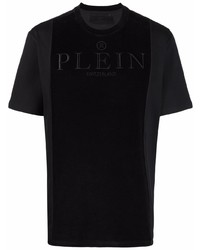 Philipp Plein Embroidered Logo Velvet T Shirt