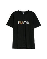 Loewe Embroidered Pansy Logo Stretch Cotton Tee