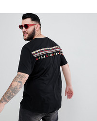 ASOS DESIGN Festival Plus Relaxed T Shirt With Pom Pom Taping In Black