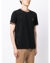 Fred Perry Logo Embroidered Contrasting Trim T Shirt