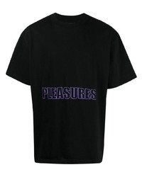 Pleasures Logo Embroidered Cotton T Shirt