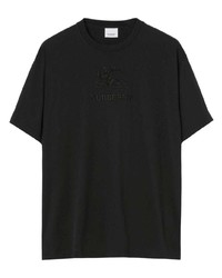 Burberry Logo Embroidered Cotton T Shirt
