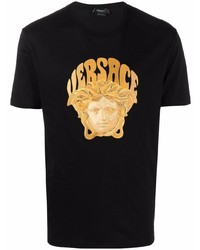 Versace Medusa Embroidered Cotton T Shirt