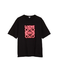 Loewe Neon Anagram Ed Cotton T Shirt In Blackfluorescent Pink At Nordstrom