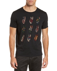 John Varvatos Star USA Peace Hand Embroidered T Shirt