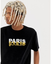 ASOS DESIGN Relaxed T Shirt In Towelling With Paris Slogan Embroidery