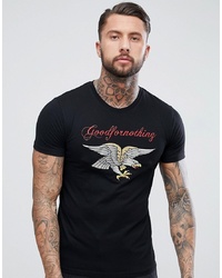 Good For Nothing T Shirt In Black With Eagle Print
