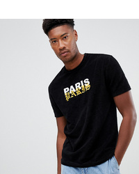 ASOS DESIGN Tall Relaxed T Shirt In Towelling With Paris Slogan Embroidery