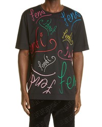 Fendi X Noel Fielding Script Embroidered Cotton T Shirt