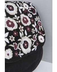 Boohoo Daisy Velvet Embroidered Cross Body Bag