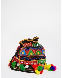 Glamorous Drawstring Cross Body Duffle Bag With Embroidery