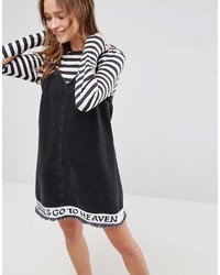 Asos X Lot Stock Barrel Denim Dress With All Girls Go To Heaven Embroidery