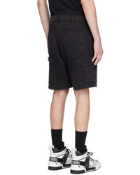 Moschino Black Embroidered Denim Shorts