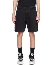 Moschino Black Embroidered Denim Shorts