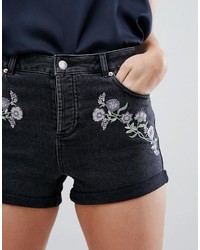 Miss Selfridge Embroidered Denim Shorts