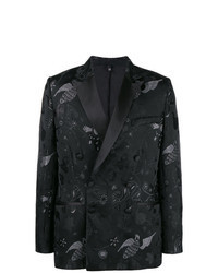 Black Embroidered Double Breasted Blazer